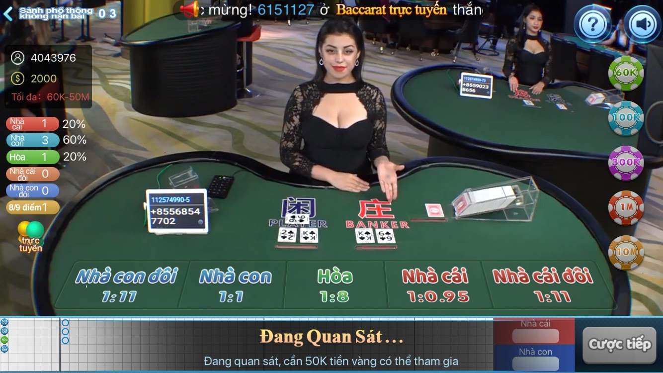 Baccarat Trực Tuyến cf68 Tỷ lệ trả thưởng trong Baccarat trực tuyến CF68 cao hơn