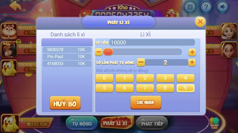 Bom Lì Xì cf68 Giao diện đặt bom lì xì CF68