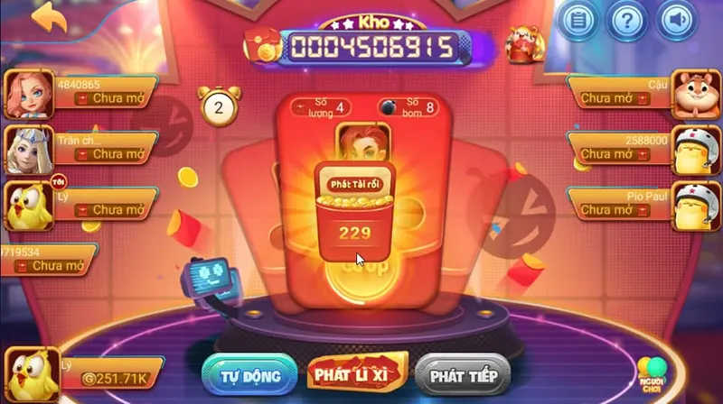 Bom Lì Xì cf68 Giao diện game bom lì xì