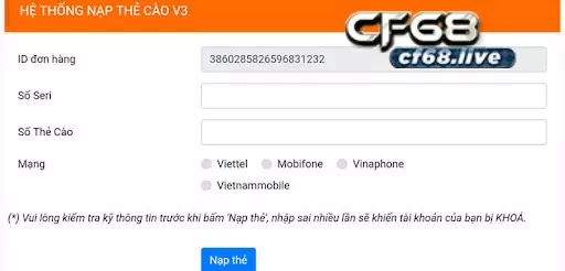 Lệnh nạp thẻ là lệnh gì tại cf68 Cách tạo lệnh nạp thẻ khi nạp tiền qua thẻ cào