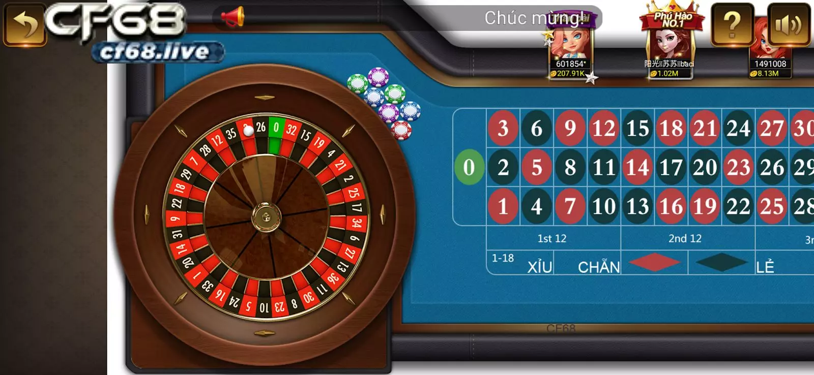 Hướng dẫn chơi bánh xe Roulette cf68 Game bánh xe roulette cf68
