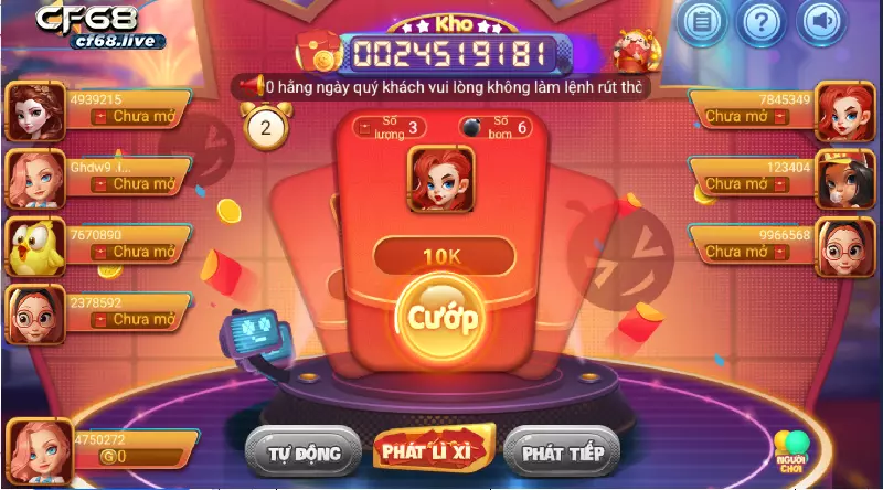 Mẹo chơi game Bom lì xì cf68 club