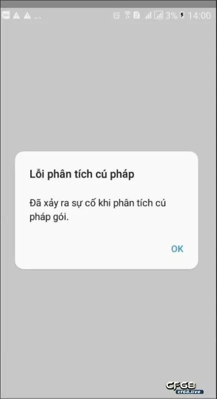 Lỗi cài đặt cf68 và cách sửa lỗi phân tích cú pháp và trên điện thoại android Lỗi cài đặt cf68 trên điện thoại android