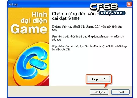 Tai game dat bom ve may tinh tại cf68 cực dễ dàng Nhấn chọn “tiếp tục” để tiến hành đồng ý cài đặt