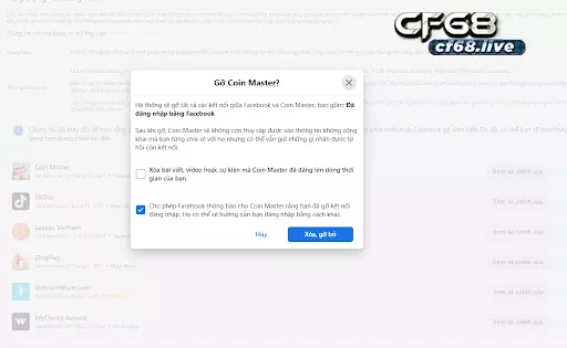 Cf68 hướng dẫn 3 cách đăng xuất coin master trên facebook nhanh chóng Chọn gỡ coin master