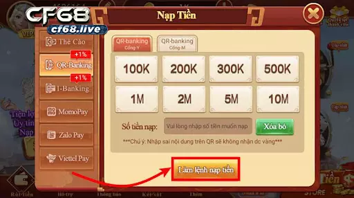 Lệnh nạp thẻ là lệnh gì tại cf68 Quét Mã QR – Banking tạo lệnh nạp thẻ như thế nào?