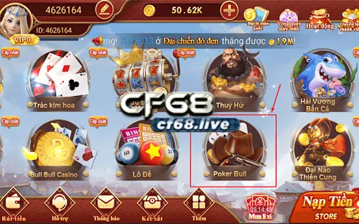 Game Poker Bull và cách trả thưởng hấp dẫn từ trò chơi tại cf68 Chọn ngay game Poker Bull