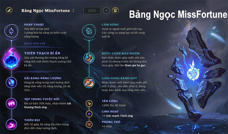 Bảng ngọc Miss Fortune chi tiết mùa mới, gợi ý lên đồ chuẩn Lên đồ tương ứng bảng ngọc Miss Fortune phát huy sức mạnh