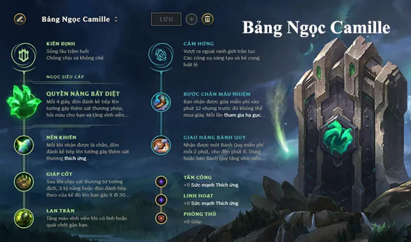 Cách chỉnh bảng ngọc camille như thế nào cho hiệu quả nhất? Ngọc camille như thế nào là hiệu quả nhất để phát huy sức mạnh của vị tướng này