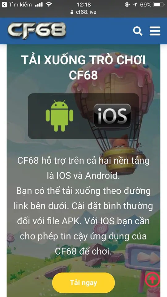 Tải game iOS nhanh chóng, đơn giản vài thao tác cơ bản | CF68 Bấm chọn vài Tải ngay để bắt đầu quá trình tải
