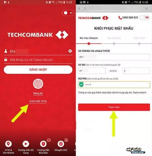 Quên mk Techcombank lấy lại với 3 cách nhanh gọn quên mk techcombank 2