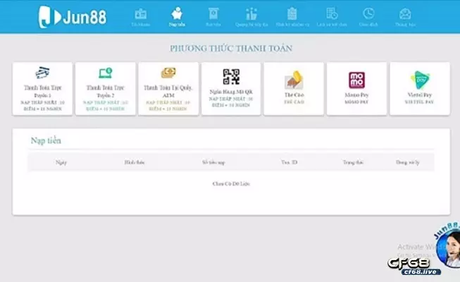 Nạp tiền jun88 - Cập nhật các hình thức nạp vốn cơ bản Hướng dẫn nạp tiền jun88 thông qua hình thức trực tuyến