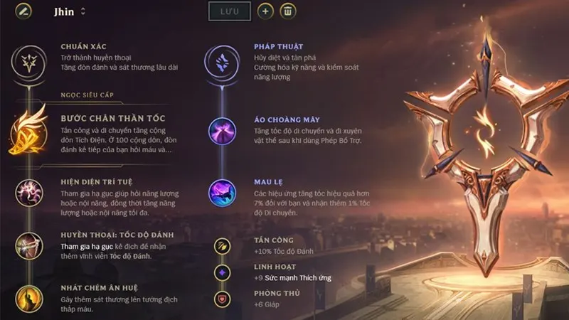Bảng ngọc cho Jhin chuẩn và các lên đồ chiến đấu hiệu quả Lựa chọn bảng ngọc cho jhin như thế nào cho hiệu quả nhất