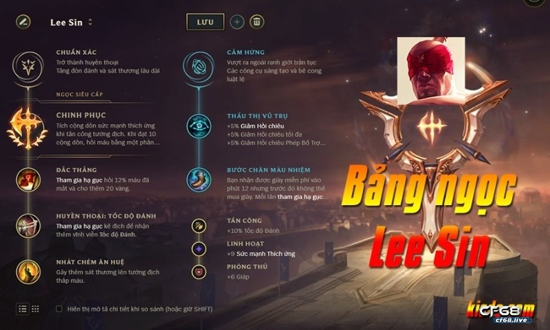 Lên đồ cho lee sin tốc chiến leo rank số 1 mùa mới Bảng ngọc và bổ trợ dành cho Lee sin
