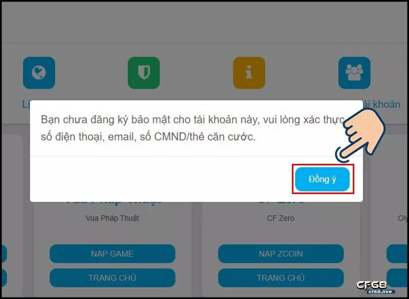 Dang ki cf nhanh chóng chỉ với 3 phút đơn giản! Thao tác cập nhật thông tin cá nhân cũng hết sức đơn giản để thực hiện