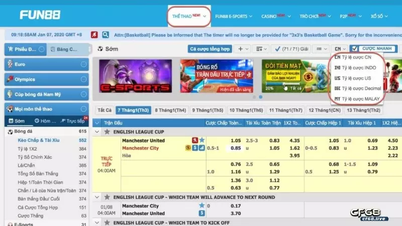 Tỷ lệ kèo fun88 - Hướng dẫn xem tỷ lệ kèo nhà Fun88 Cách xem tỷ lệ kèo fun88