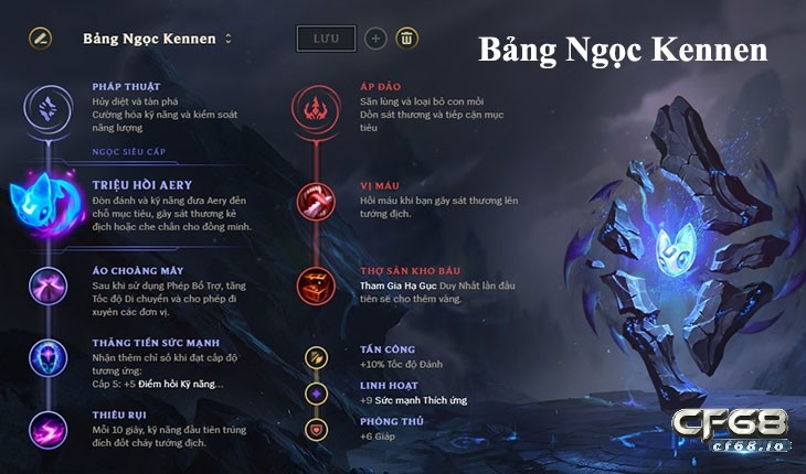 Bang ho tro kennen tốc chiến mạnh nhất cùng Cf68 tham khảo Bang ho tro kennen tốc chiến và ngọc tương thích