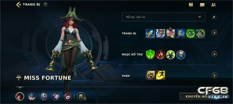 Build đồ Miss fortune tốc chiến: Ngọc, trang bị và bổ trợ với cf68 Trang bị đồ cho Miss Fortune