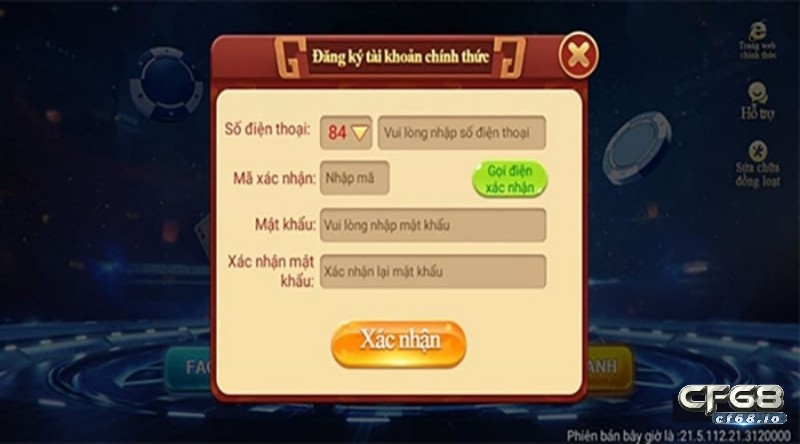 CF68club com - Đấu trường cá cược đỉnh cao dành cho tân thủ Hướng dẫn đăng ký tài khoản cá cược CF68club com