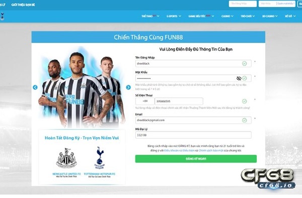Fun888 Sohaza - Hệ thống cá cược chất lượng cao tại VN Fun888 khi tham gia cần đăng ký tài khoản cá cược
