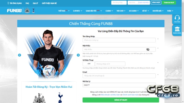 Nha cai fun88 - Chơi vui, trúng lớn cực kỳ thu hút, hấp dẫn Biểu mẫu đăng ký tài khoản trên fun88