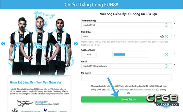 Fun88 sport - Hấp dẫn đỉnh cao với nhiều hình thức cá cược Fun88 có cách đăng ký cực kỳ đơn giản và dễ làm
