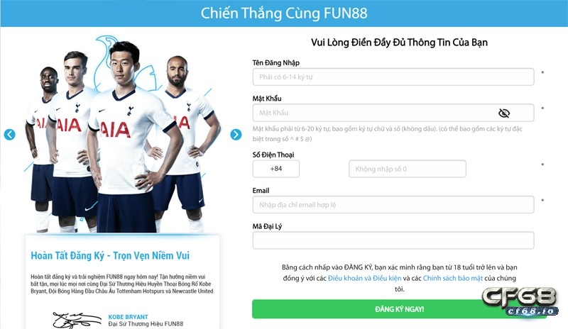 m.fun88 - Sân chơi cá cược bóng đá trực tuyến số 1 Việt Nam hướng dẫn đăng ký tài khoản m.fun88.