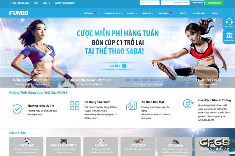 Fun88 bet- Nơi trải nghiệm cá cược tuyệt vời nhất bạn nên chọn Fun88 Bet cung cấp đa sản phẩm giải trí, cá cược xịn xò.