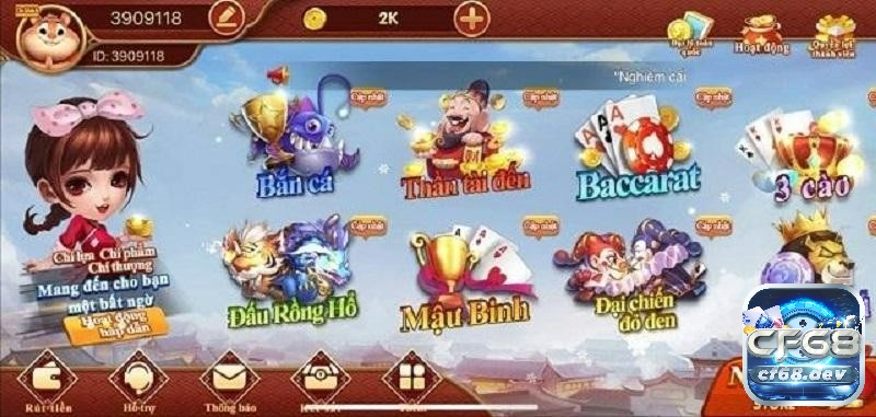 Game danh bai online CF68 hấp dẫn, chất lượng và uy tín CF68 là cái tên đình đám nhất trên thị trường cá cược Việt Nam