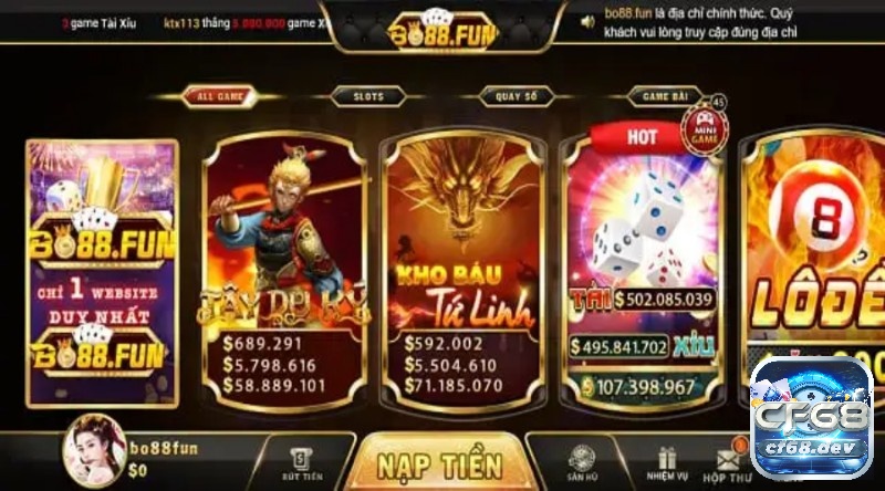 Bo88 fun – Chơi game say mê đổi thưởng siêu phê Thiên đường game đổi thưởng xanh chín của Bo 88 Fun