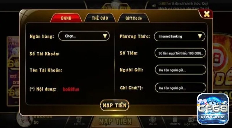 Bo88 fun – Chơi game say mê đổi thưởng siêu phê Bo88 Fun cho phép cược thủ gửi tiền cược bằng tiền thật