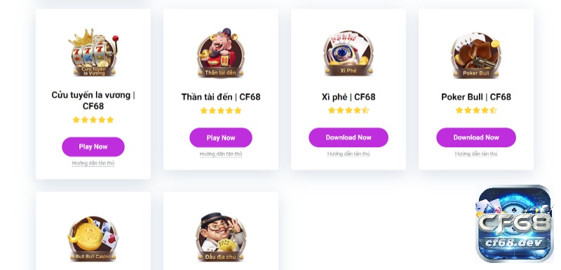 Game danh bai truc tuyen uy tín, chất lượng tại nhà cái CF68 Kho game cực kỳ phong phú
