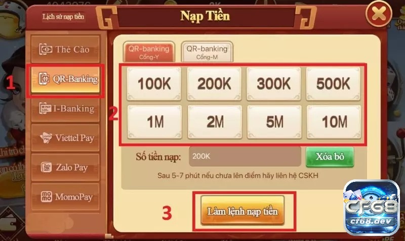 Game danh bai truc tuyen uy tín, chất lượng tại nhà cái CF68 Cách thức nạp rút tiền hết sức đơn giản