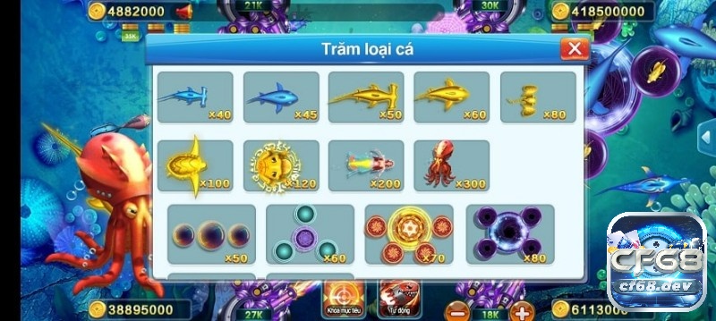 Game online ban ca: Những thông tin cần biết mới nhất 2023 Đa dạng các loại cá để săn tại CF68