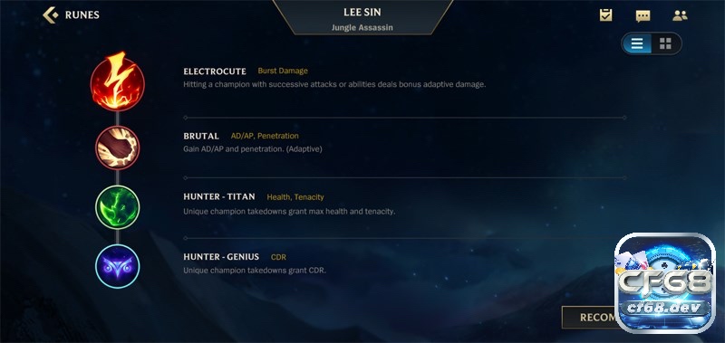 Cách lên đồ Lee Sin Tốc Chiến và bảng ngọc chuẩn nhất CF68 Cách lên đồ Lee Sin Tốc Chiến với bảng ngọc cực hiệu quả