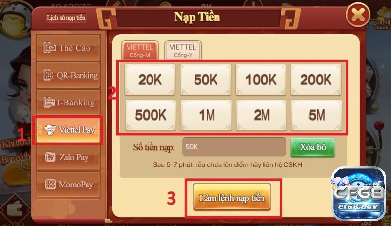 Bài casino online Cf68 - Sân chơi đổi thưởng uy tín nhất 2023 Nạp tiền qua ví điện tử nhanh chóng, tiện lợi