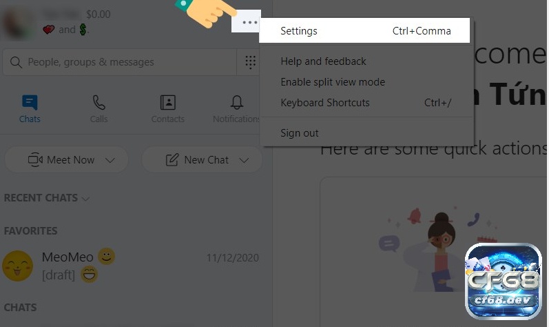Cai tieng viet cho sky trên PC và điện thoại mới nhất 2023 Chọn setting để bắt đầu cài đặt