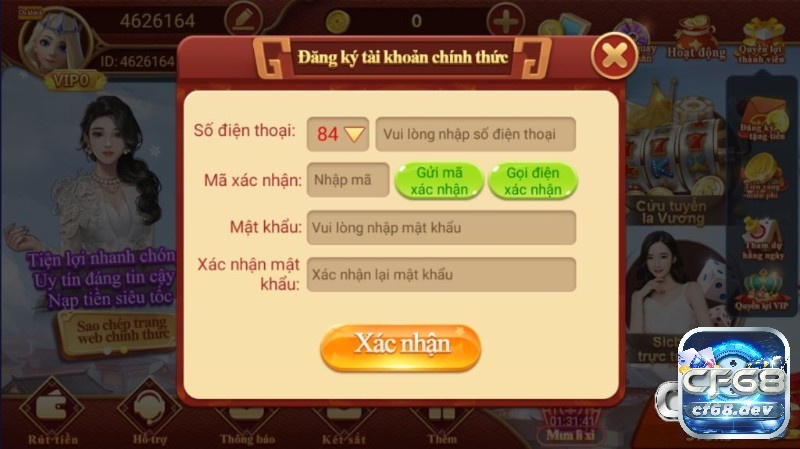 CF68 CF688 – Cổng game cá cược uy tín hàng đầu Châu Á Form đăng ký tài khoản CF68