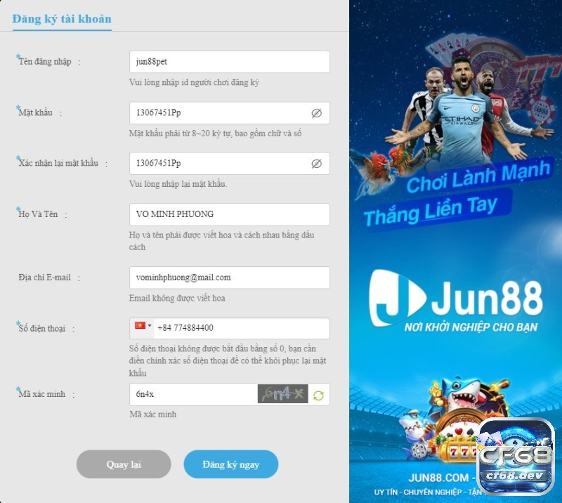 Đá gà online tại casino jun88 nhacaihangdau cực uy tín Form đăng ký tài khoản đá gà online tại casino jun88 nhacaihangdau