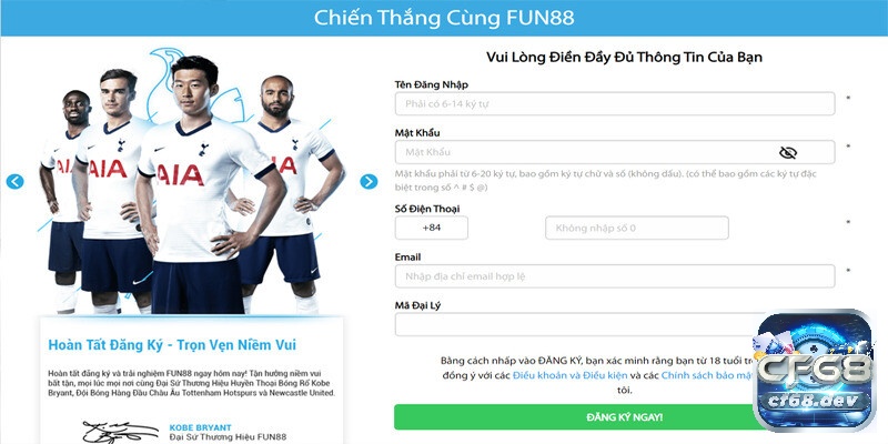 Fun88 king – Cổng game được đông đảo anh em yêu thích Form đăng ký tài khoản tại Fun88