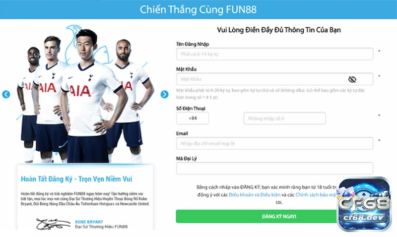 Fun88 tntf - Nhà cái cá cược uy tín hàng đầu Châu Á Form đăng ký tài khoản tại fun88
