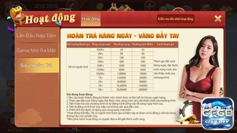 Game bài đôi thưởng uy tín CF68 - Sân chơi hàng đầu thị trường Nhiều hoạt động khuyến mãi dành tặng người chơi