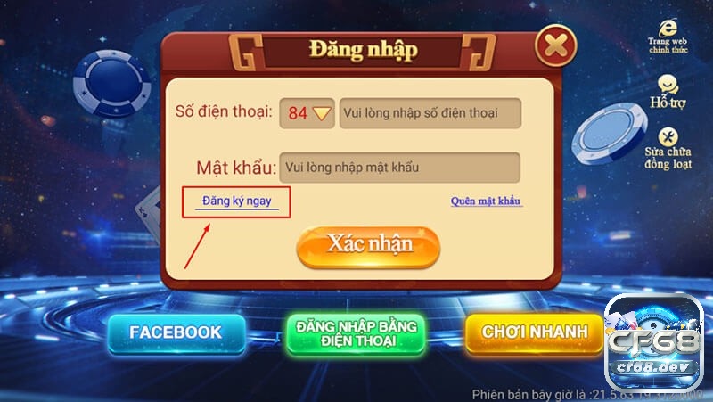 Game đánh bài uy tín nhất hiện nay CF68 - Chơi sẽ Win Form đăng nhập cổng game CF68