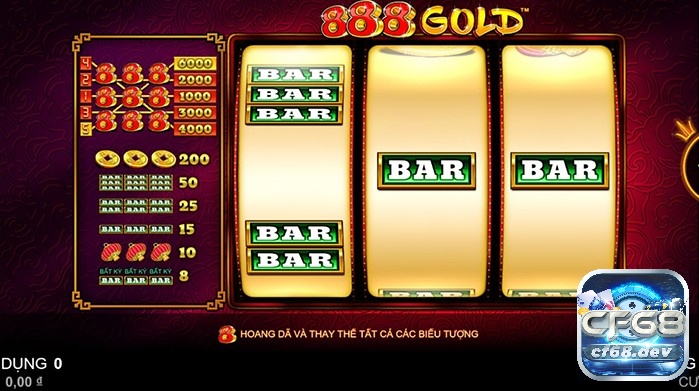 888 gold slot: Nổ hũ cổ điển phong cách Trung Hoa siêu hay Biểu tượng thanh BAR trong game đem đến khoản thưởng hấp dẫn