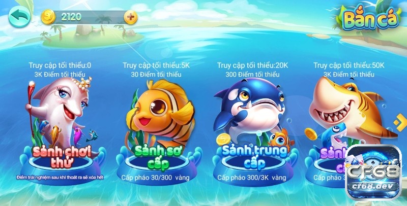 Bắn cá online - Cuộc phiêu lưu đầy thú vị trên nền tảng Cf68 Các sảnh chơi game bắn cá CF68