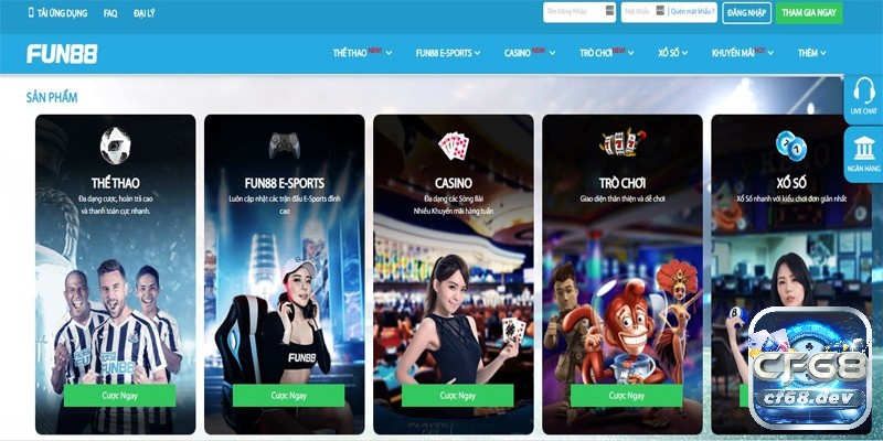 Fun88 vui com - Nền tảng cung cấp dịch vụ cá cược số 1 Châu Á Sản phẩm ăn khách tại Fun88 vui com