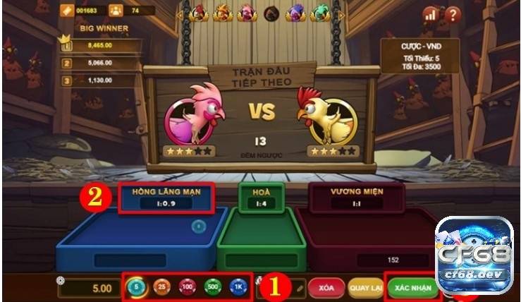 Game đá gà tại cf68: Sân chơi đá gà ăn tiền uy tín nhất Anh em đặt cược vào chú gà mà mình mong muốn