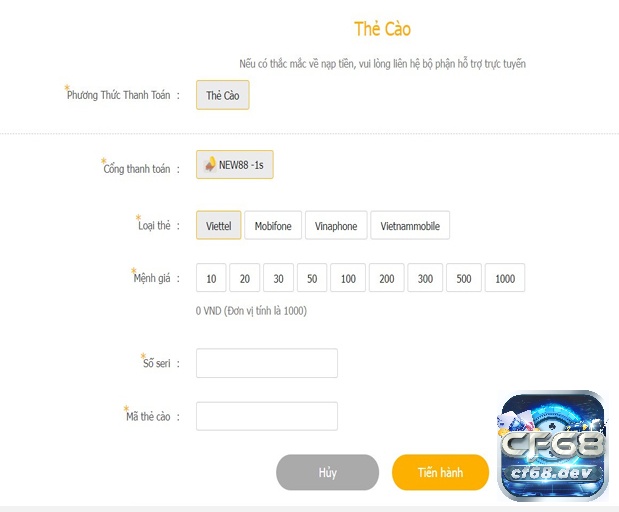 Hướng dẫn nạp tiền new88 nhanh chóng và an toàn nhất Nạp tiền bằng thẻ cào đơn giản