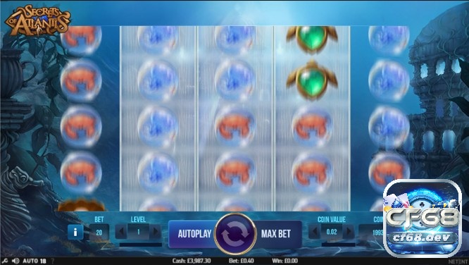 Secrets of Atlantis slot: Khám phá kho báu bí ẩn đại dương cf68 Khởi động guồng quay bằng cách nhấp vào nút quay màu xanh lam