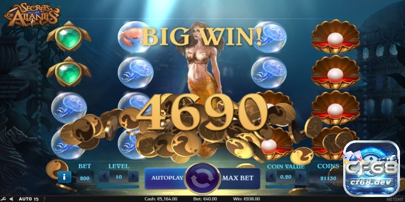 Secrets of Atlantis slot: Khám phá kho báu bí ẩn đại dương cf68 RTP của game siêu ấn tượng với 97,1%